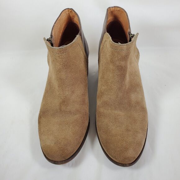 Madewell The Cait Ankle Boots Sz 7 Leather Suede Tan Brown Ankle Booties - Picture 3 of 9